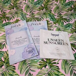 Fresh Floral Recovery Calming Mask x Supergoop Unseen Sunscreen Testers